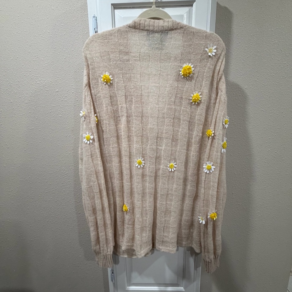 Bernadette Embroidered Beige Cardigan Sweater - Picture 4 of 5